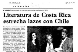 Literatura de Costa Rica estrecha lazos con Chile  [artículo].