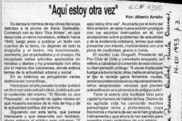 "Aquí estoy otra vez"  [artículo] Alberto Arraño.