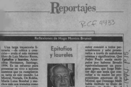 Epitafios y laureles  [artículo] Hugo Montes Brunet.