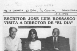 Escritor José Luis Rosasco visita a director de "El Día"  [artículo].
