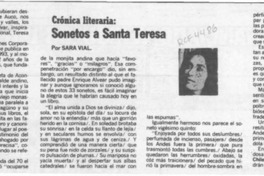 Sonetos a Santa Teresa  [artículo] Sara Vial.