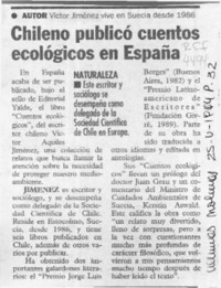 Chileno publicó cuentos ecológicos en España  [artículo].