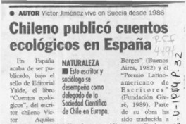 Chileno publicó cuentos ecológicos en España  [artículo].