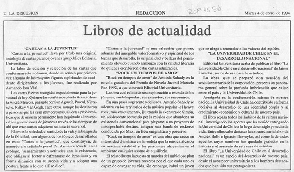 Libros de actualidad  [artículo].