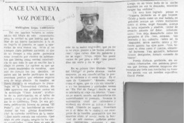 Nace una nueva voz poética  [artículo] Wellington Rojas Valdebenito.