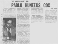 "Lo impensable", de Pablo Huneeus Cox