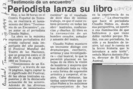 Periodista lanza su libro  [artículo].