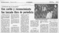 Con cariño y reconocimiento fue lanzado libro de periodista  [artículo].