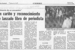 Con cariño y reconocimiento fue lanzado libro de periodista  [artículo].