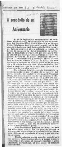 A propósito de un aniversario  [artículo] E. J.
