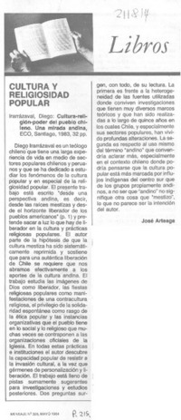 Cultura y religiosidad popular Cultura y religiosidad popular
