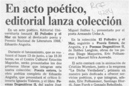 En acto poético, editorial lanza colección  [artículo].