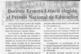Docente Ernesto Livacic elegido el Premio Nacional de Literatura  [artículo].