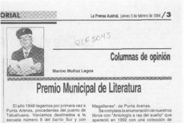 Premio Municipal de Literatura Premio Municipal de Literatura