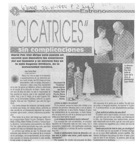 "Cicatrices" sin complicaciones  [artículo] Juan Carlos Maya.