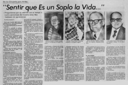 "Sentir que es un soplo la vida" "Sentir que es un soplo la vida"