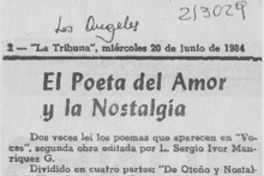 El poeta del amor y la nostalgia El poeta del amor y la nostalgia