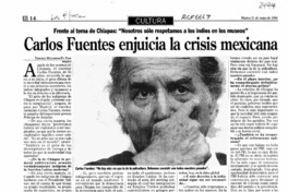 Carlos Fuentes enjuicia la crisis mexicana  [artículo] Thierry Maliniak.