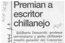 Premian a escritor chillanjeo  [artículo].