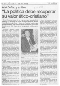 "La política debe recuperar su valor ético-cristiano"  [artículo].