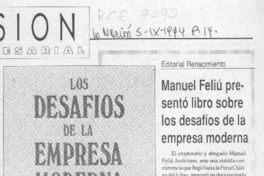Manuel Feliú presentó libro sobre los desafíos de la empresa moderna  [artículo].