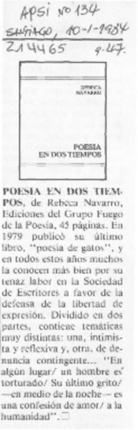 "Poesía en dos tiempos" "Poesía en dos tiempos"