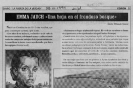 Emma Jauch "Una hoja en el frondoso bosque"  [artículo] Mario Miranda Soussi.