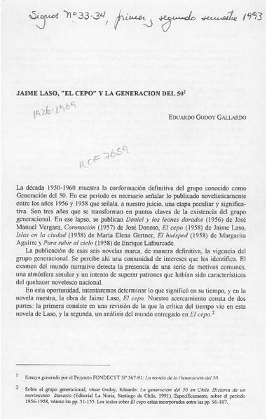Jaime Laso, "El cepo" y la generación del 50