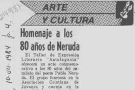 Homenaje a los 80 años de Neruda