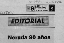 Neruda 90 años  [artículo] Juan Andrés Lagos.