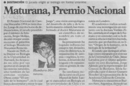 Maturana, Premio Nacional  [artículo].