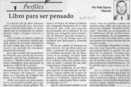Libro para ser pensado  [artículo] Fidel Oyarzo Villarroel.
