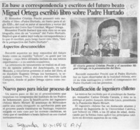 Miguel Ortega escribió libro sobre Padre Hurtado  [artículo].