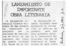 Lanzamiento de importante obra literaria  [artículo].