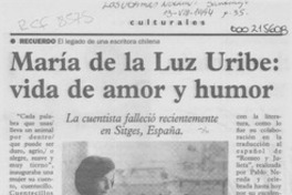 María de la Luz Uribe, vida de amor y humor María de la Luz Uribe, vida de amor y humor