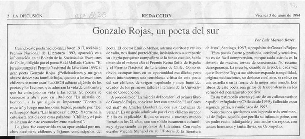 Gonzalo Rojas, un poeta del sur