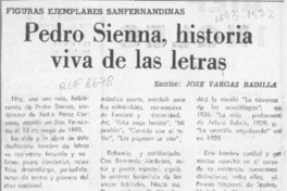 Pedro Sienna, historia viva de las letras  [artículo] José Vargas Badilla.