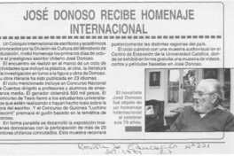 José Donoso recibe homenaje internacional  [artículo].