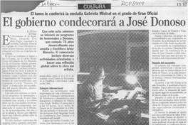 El Gobierno condecorará a José Donoso  [artículo].