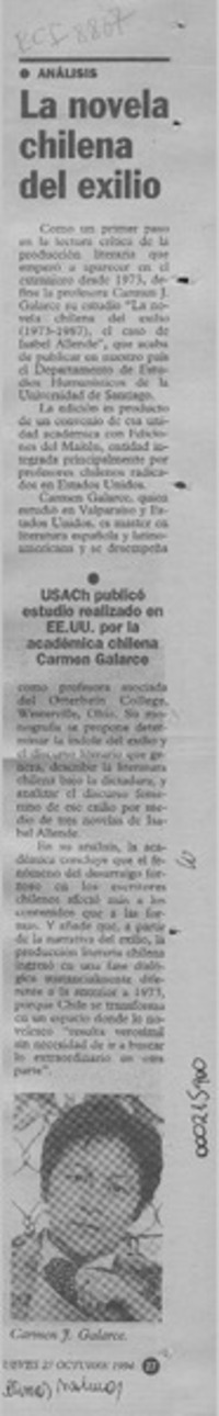 La Novela chilena del exilio  [artículo].