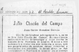 Julio Chacón del Campo  [artículo] Juan Carlos González Colville.
