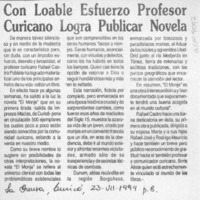 Con loable esfuerzo profesor curicano logra publicar novela  [artículo].