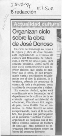 Organizan ciclo sobre la obra de José Donoso  [artículo].