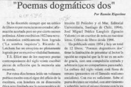 "Poemas dogmáticos dos"  [artículo] Ramón Riquelme.