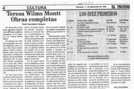 Teresa Wilms Montt, "Obras completas" Teresa Wilms Montt, "Obras completas"