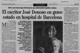 El Escritor José Donoso en grave estado en hospital de Barcelona