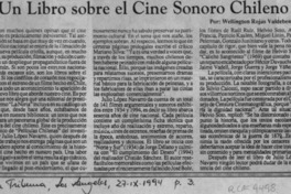 Un libro sobre el cine sonoro chileno  [artículo] Wellington Rojas Valdebenito.