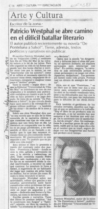 Patricio Westphal se abre camino en el difícil batallar literario  [artículo].