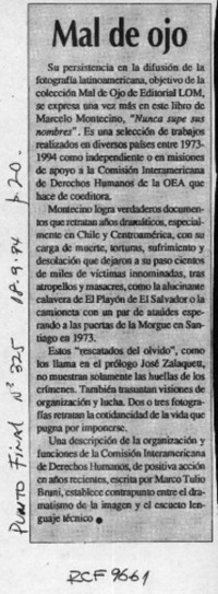 Mal de ojo  [artículo].