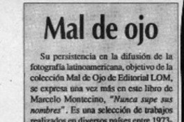 Mal de ojo  [artículo].